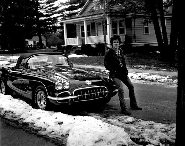 BRUCE SPRINGSTEEN, HADDONFIELD, NEW JERSEY, 1978 Corvette Winter, Aluminum metal print by Frank Stefanko