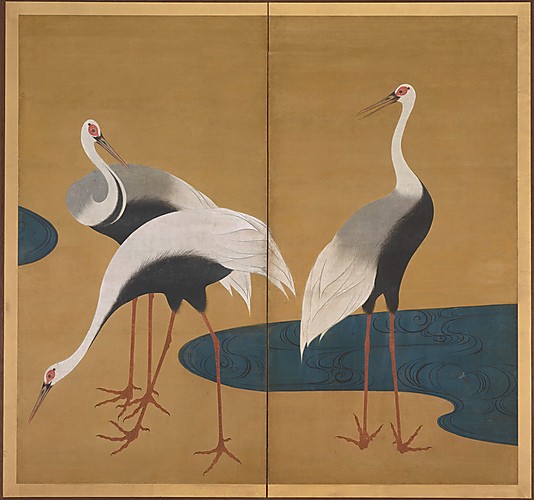 Suzuki Kiitsu - "Cranes" (ca. 1828&ndash;early 1830s). Lent by Feinberg Collection. met museum.org
