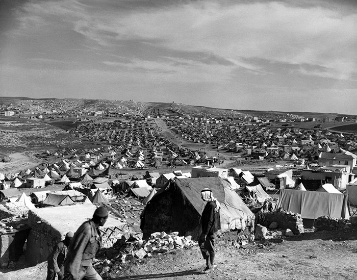 The photo shows a general view of the United Nations refugee camp at Amman. It houses seven thousand refugees. (AP Photo) Jim Pringle/Associated Press
